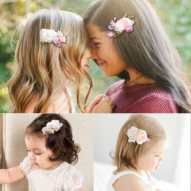 BFNAAgirl Flower Hair Clip BFNAAgirl Baby Girl Hair Bows Exquisite Hair Accessories Alligator Clips for Infants Toddlers Teen Kids Gift 6pcs/set - Image 2